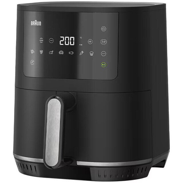 Hot air fryer, oil-free, Braun Multifry 3 HF3030, 1500W, 4.3L, RealAir technology, 8 automatic programs, adjustable temperature, timer, digital display, Black