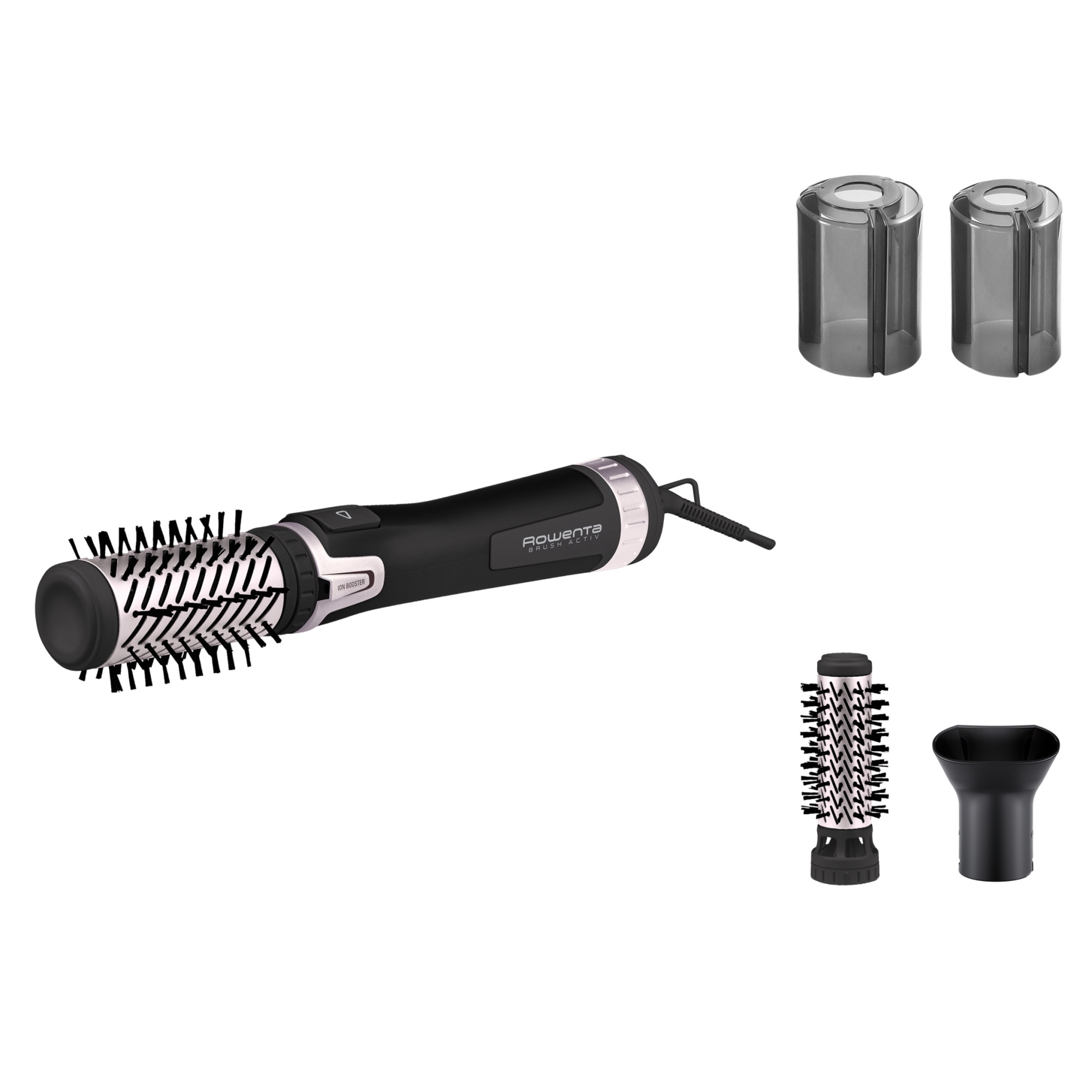 Rowenta Brush Activ'Dry &amp; Style CF9550F0 rotating brush, 1000 W, 3 accessories, 3 temperature/speed settings, pre-drying nozzle, ceramic coating, double ion generator, cold air jet, hanging ring, black