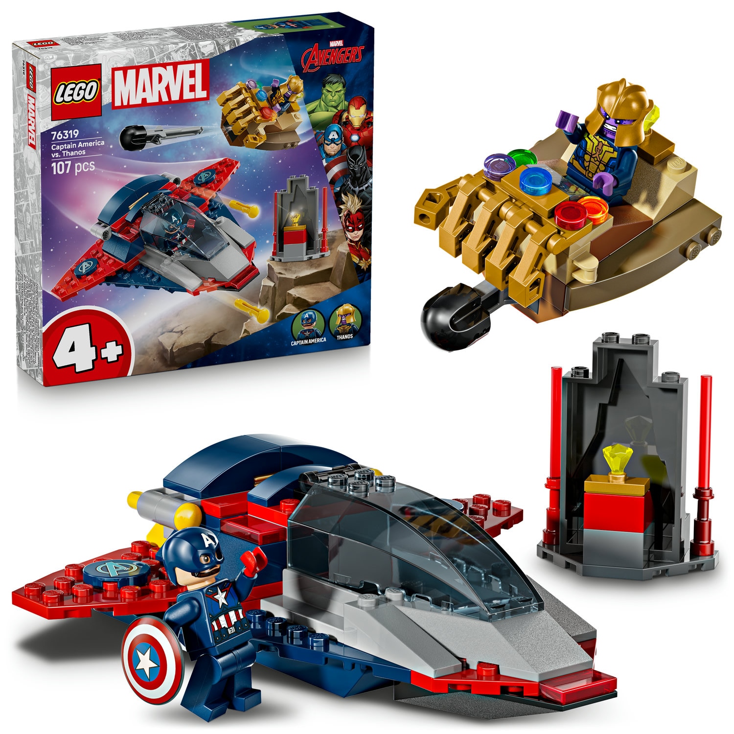 LEGO® Marvel - Capitanul America vs Thanos 76319, 107 piese
