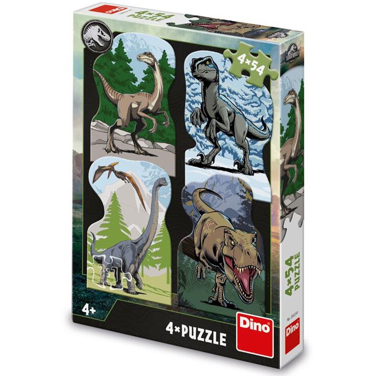 Set 4 puzzle Dino Toys - Jurassic World, 4x54 piese