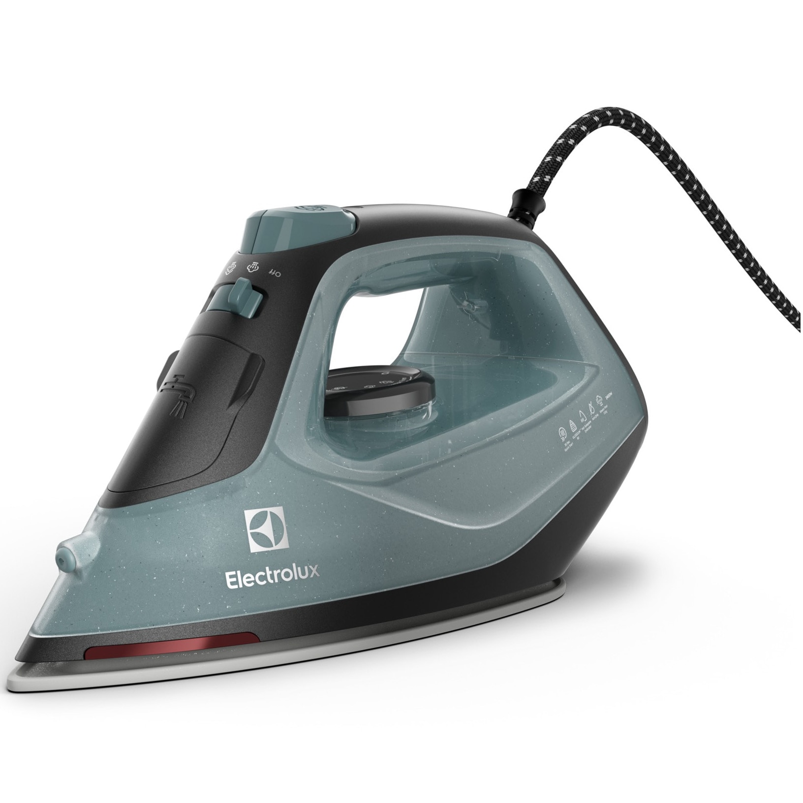 Electrolux Easyline E5SI2-6OG iron, 2400 W, 110 g steam jet, variable steam 0-26 g/min, 250ml water tank, ceramic soleplate, self-cleaning function, residual heat indicator LED, ocean green/gray