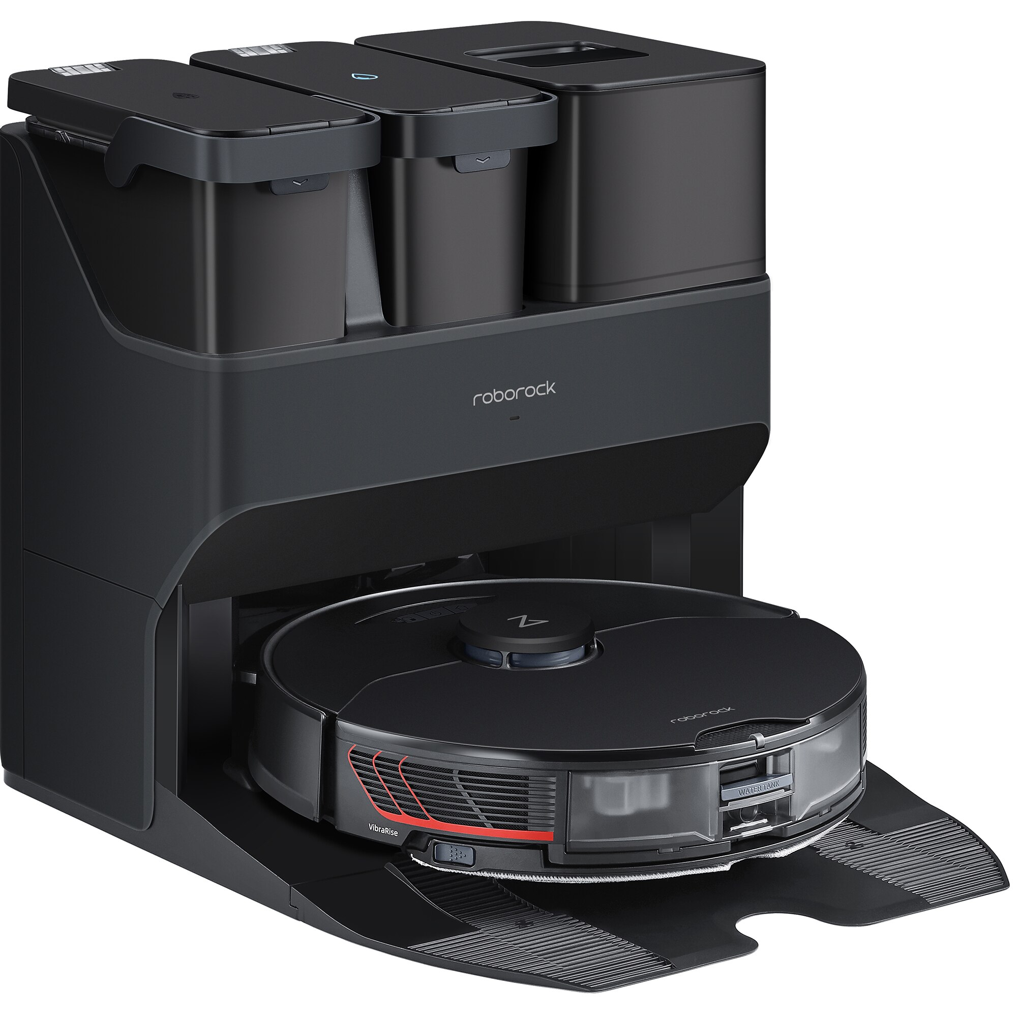 Robot de aspirare Roborock S7 MaxV Ultra, 5100 Pa, Mop cu ultrasunete 3000min, 74W, Identificarea covorului cu ultrasunete, Recunoastere automata a camerei, Autoumplere cu apa, 180 min (mod silenios), Recipient praf 400ml, Recipient apa 200ml, Negru