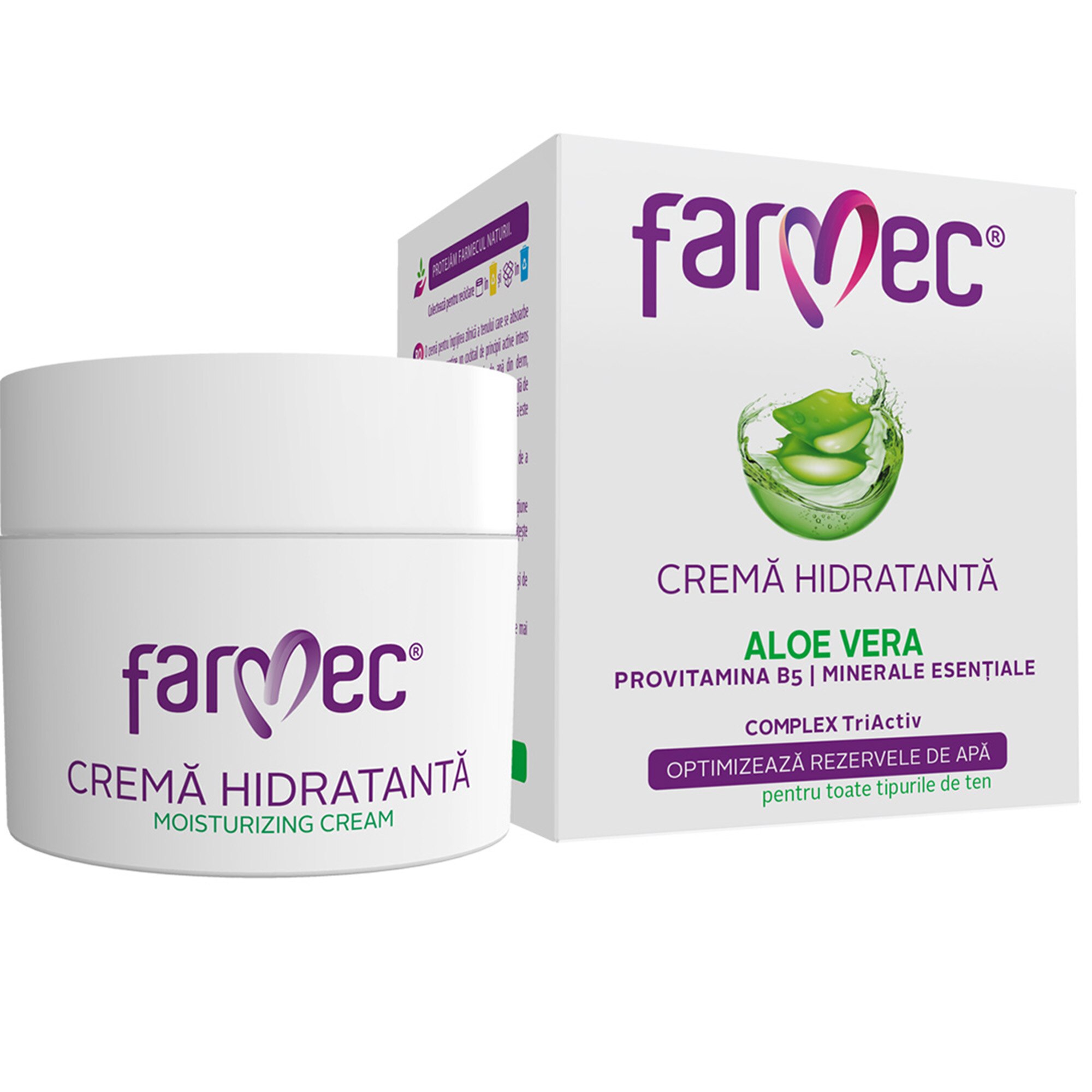 Farmec moisturizing cream with Aloe Vera, for skin, 50 ml