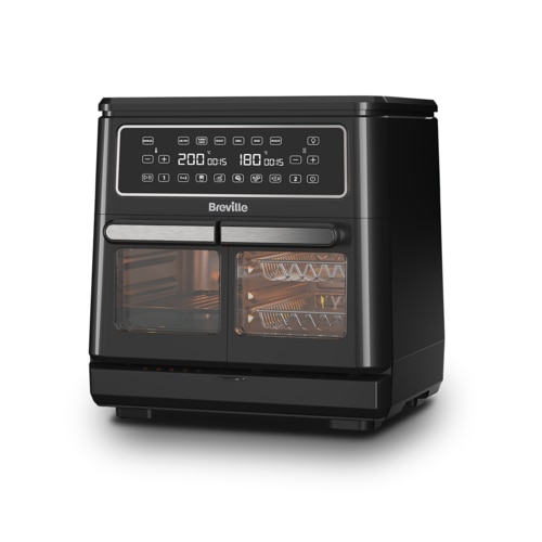 Double hot air fryer, Breville, Halo Flexi, Digital, 11L, 2400W, 240 degrees, 12 cooking modes, automatic shut-off function, black