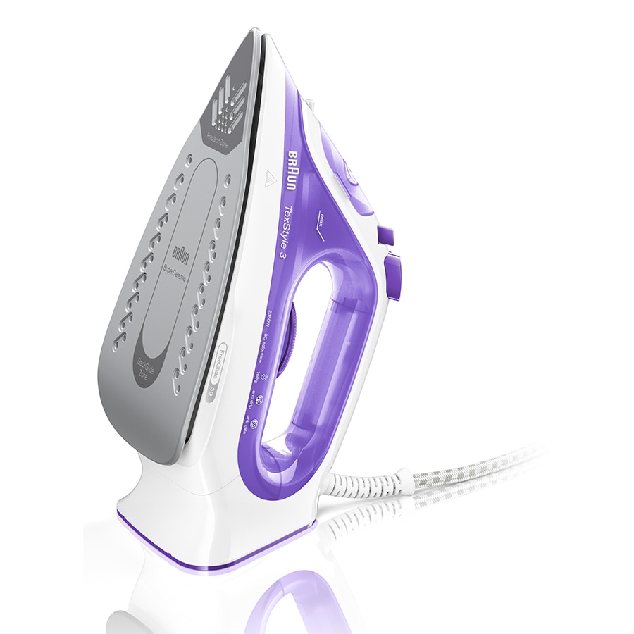 Braun TexStyle 3 SI3042VI iron, 2350 W, variable steam 45g/min, steam jet 160g/min, 270 ml tank, FreeGlide 3D technology, Super Ceramic soleplate, White/Purple