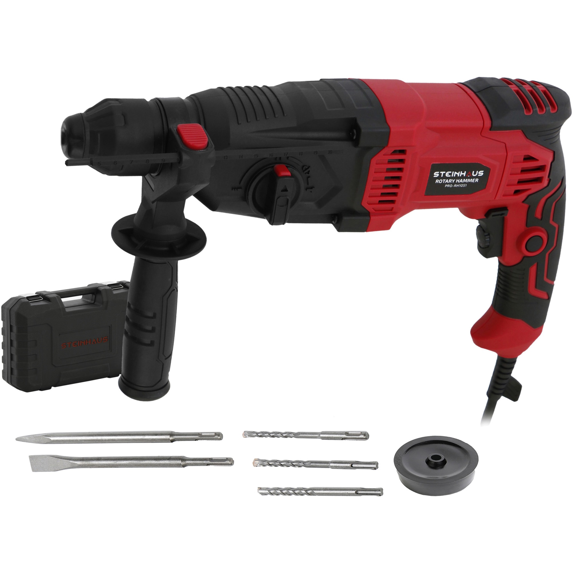 Ciocan rotopercutor Steinhaus PRO-RH1051, 1050W, 1100 RPM, 3J, mandrina SDS-Plus, 4 functii, kitbox + accesorii