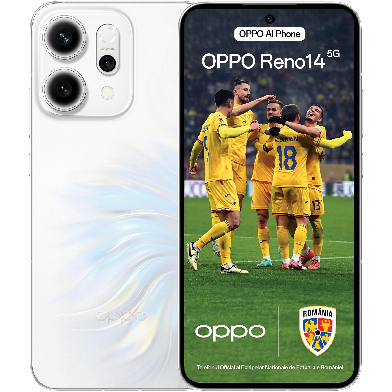 OPPO Reno14 mobile phone, Dual SIM, 12GB RAM, 512GB, 5G, Opal White