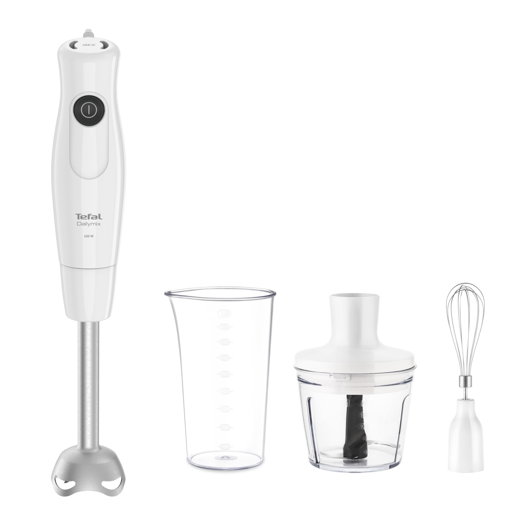 Vertical mixer Tefal DailyMix HB533138, 600W, container 800ml, chopper 500ml, anti-splash protection, white