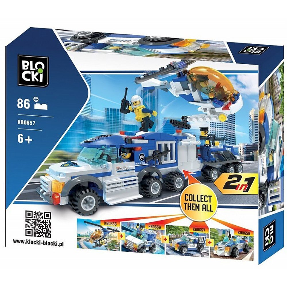 Set de constructie Blocki My Police - Jeep politie, 86 piese