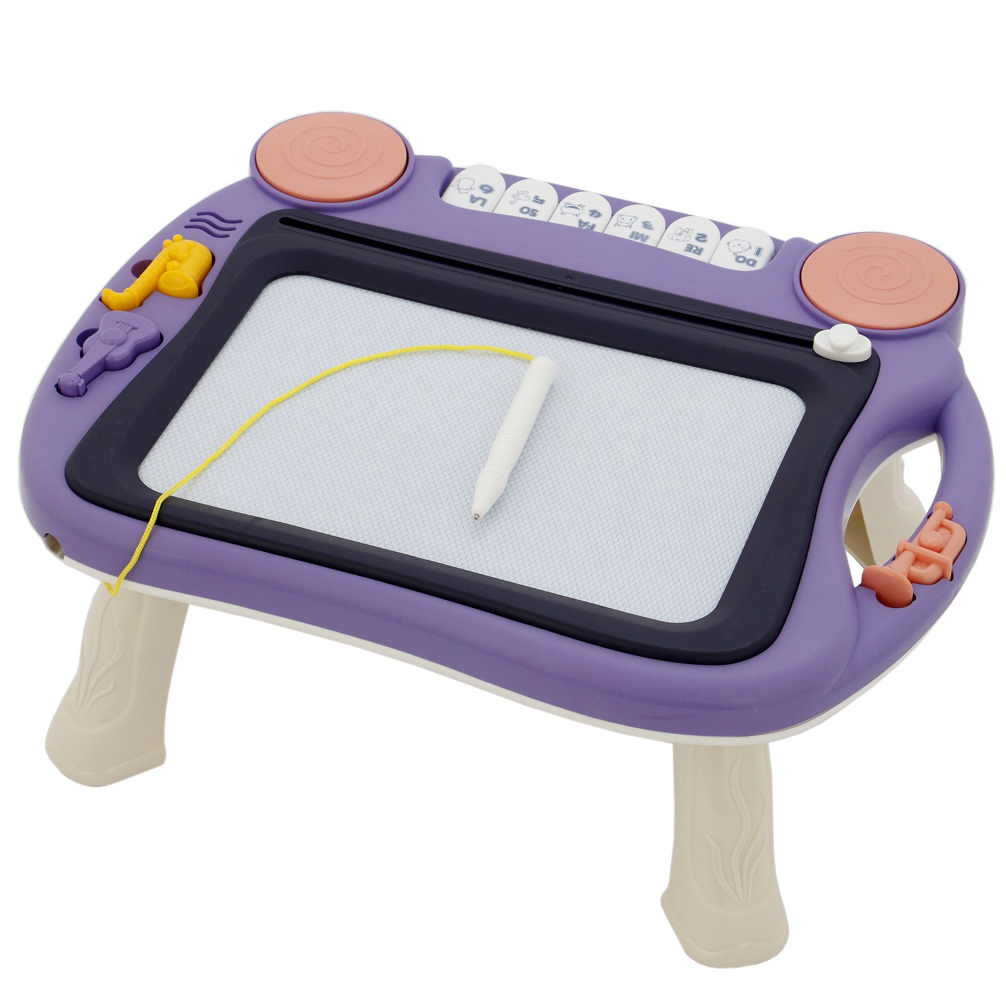 Tabla magnetica 2 in 1 Mappy, cu 6 clape, lumini si sunete, mov