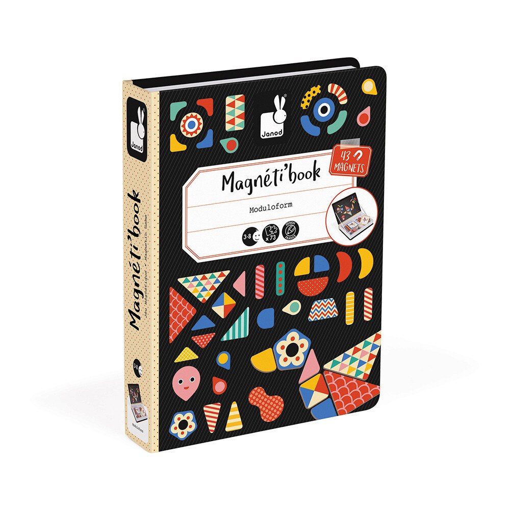 Joc magnetic Janod - Magneti Book, Forme, 43 piese