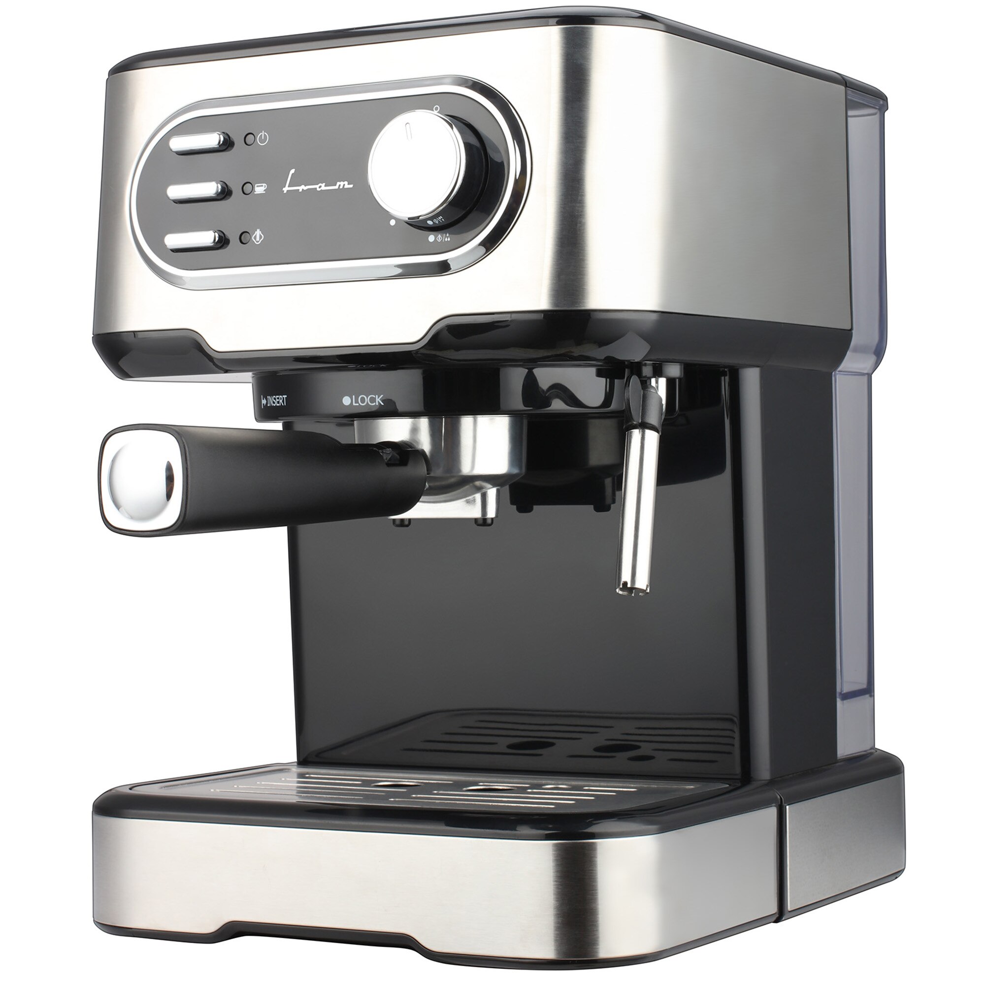 Manual espresso machine FRAM FEM-850BKSS, 850W, 15 bar, 1.5L water tank, Silver