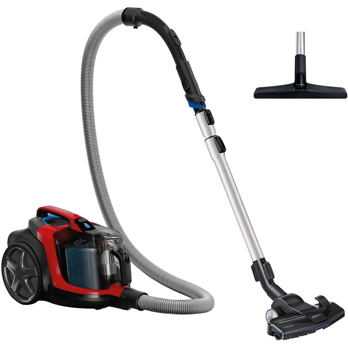 Bagless vacuum cleaner Philips PowerPro Expert FC972909, 900 W, TriActive, Anti-allergic filter, Red