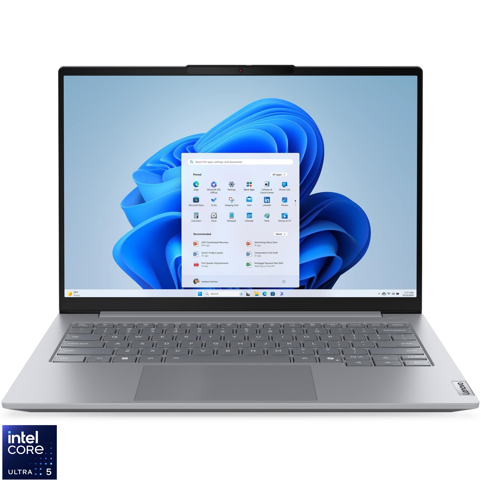 Lenovo ThinkBook 14 G8 IRL laptop with Intel® Core 5 210H processor up to 4.8GHz, 14" WUXGA, IPS, 16GB DDR5 RAM, 512GB SSD, Intel® Graphics, Windows® 11 Pro, Arctic Grey, 3y on-site Premium Care