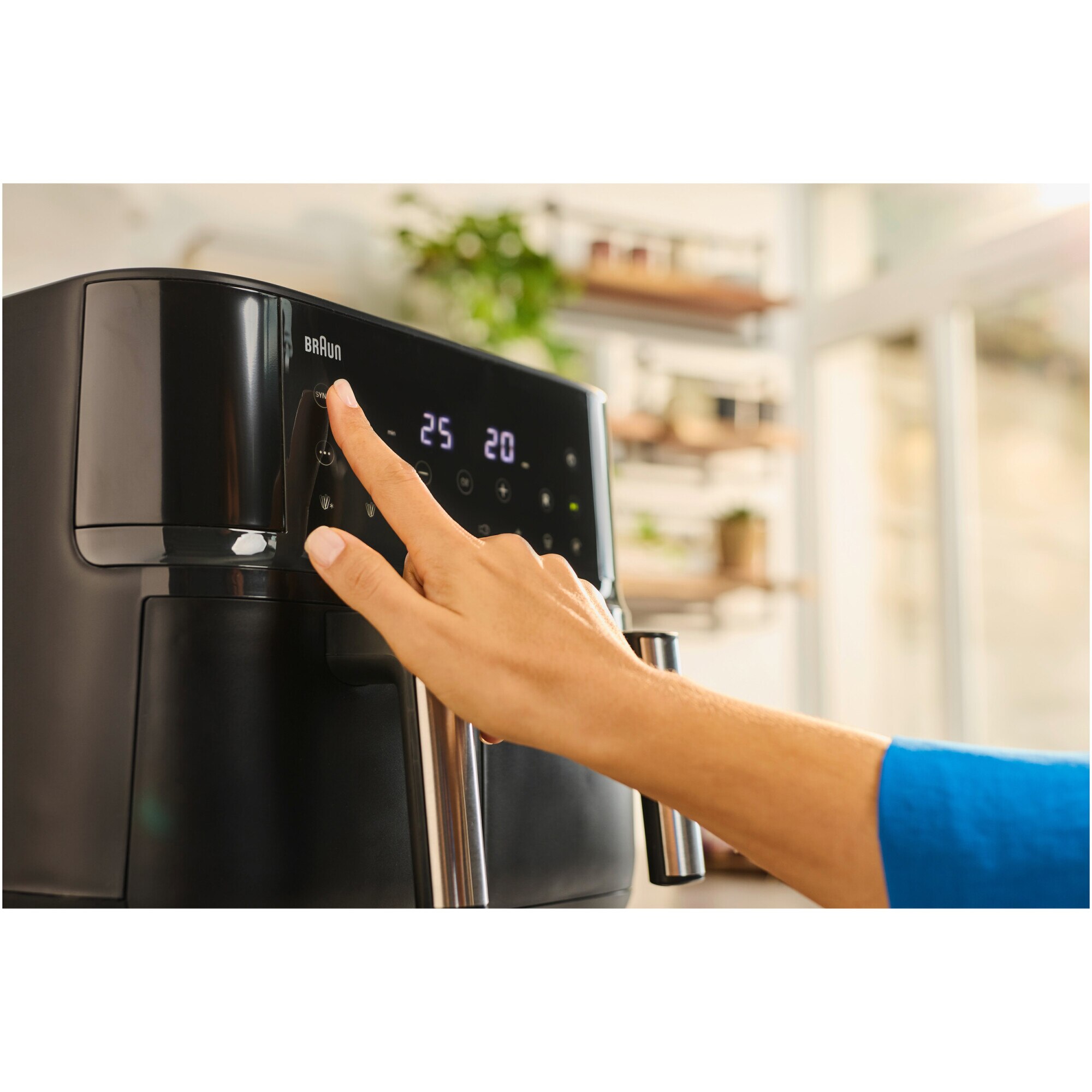 Hot air fryer, oil-free, Braun TwinCook 3 TD3030IBK, 2850W, 8 L (4L + 4L), RealAir technology, 8 automatic programs, adjustable temperature, timer, digital display, automatic shut-off, black