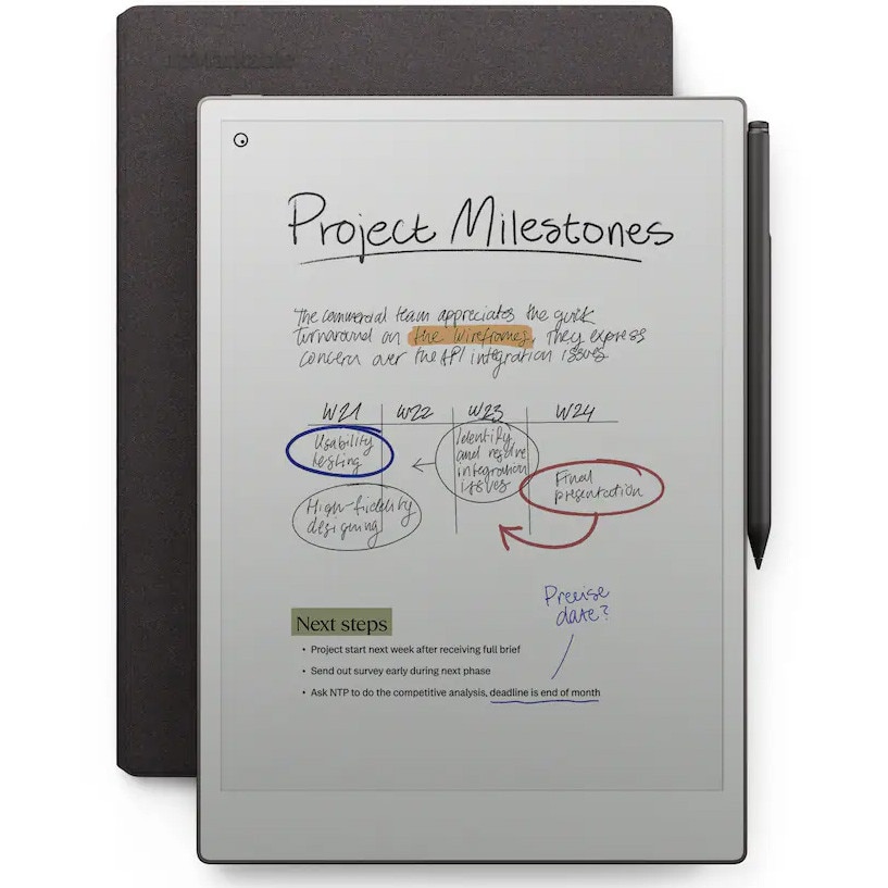 ePaper reMarkable Paper Pro tablet, 11.8", 2160x1620, 64 GB, Wi-Fi, Gray + Marker Plus + Book Folio in Mosaic Weave - Basalt