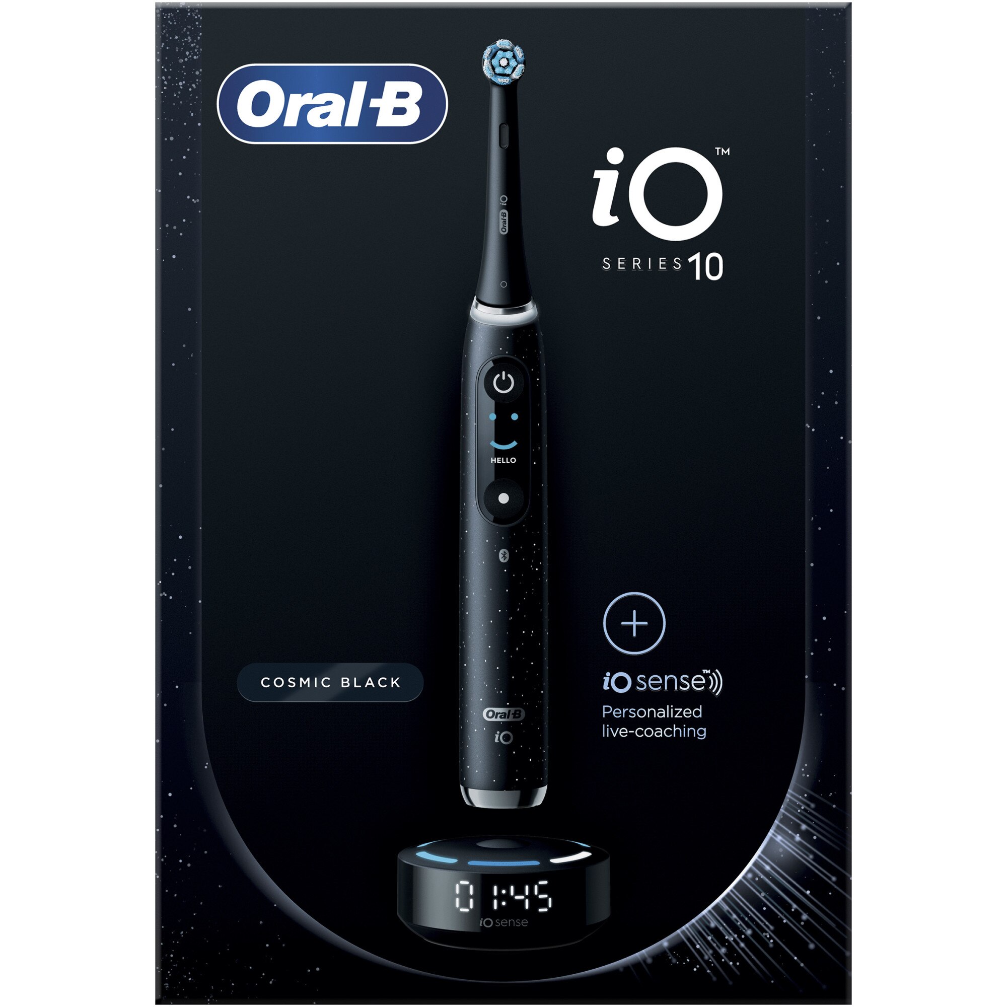 Oral-B iO10 Electric Toothbrush: AI, LED Display, Smart Pressure Sensor, 7 Modes, 1 Head, Travel Kit, Black