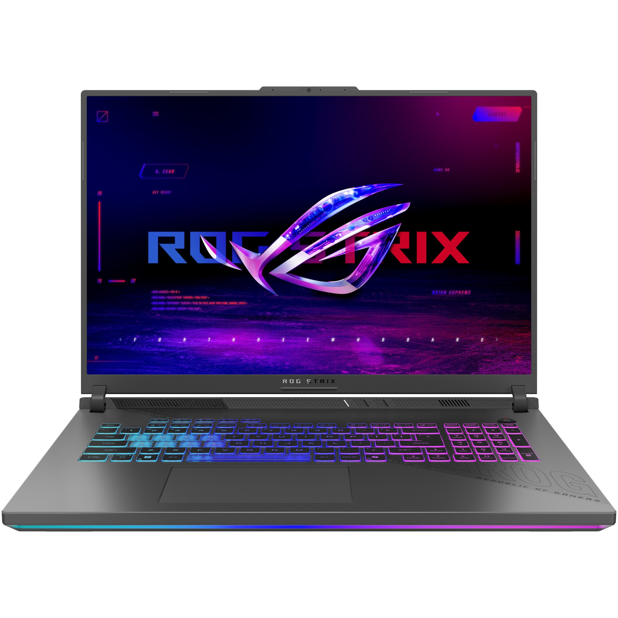 ASUS ROG Strix G18 G814PM laptop with AMD Ryzen™ 9 8940HX processor up to 5.3GHz, 18'', Full HD+, WUXGA, 144Hz, IPS, 32GB DDR5 RAM, 1TB SSD, NVIDIA® GeForce RTX™ 5060 8GB GDDR7, No OS, Eclipse Gray