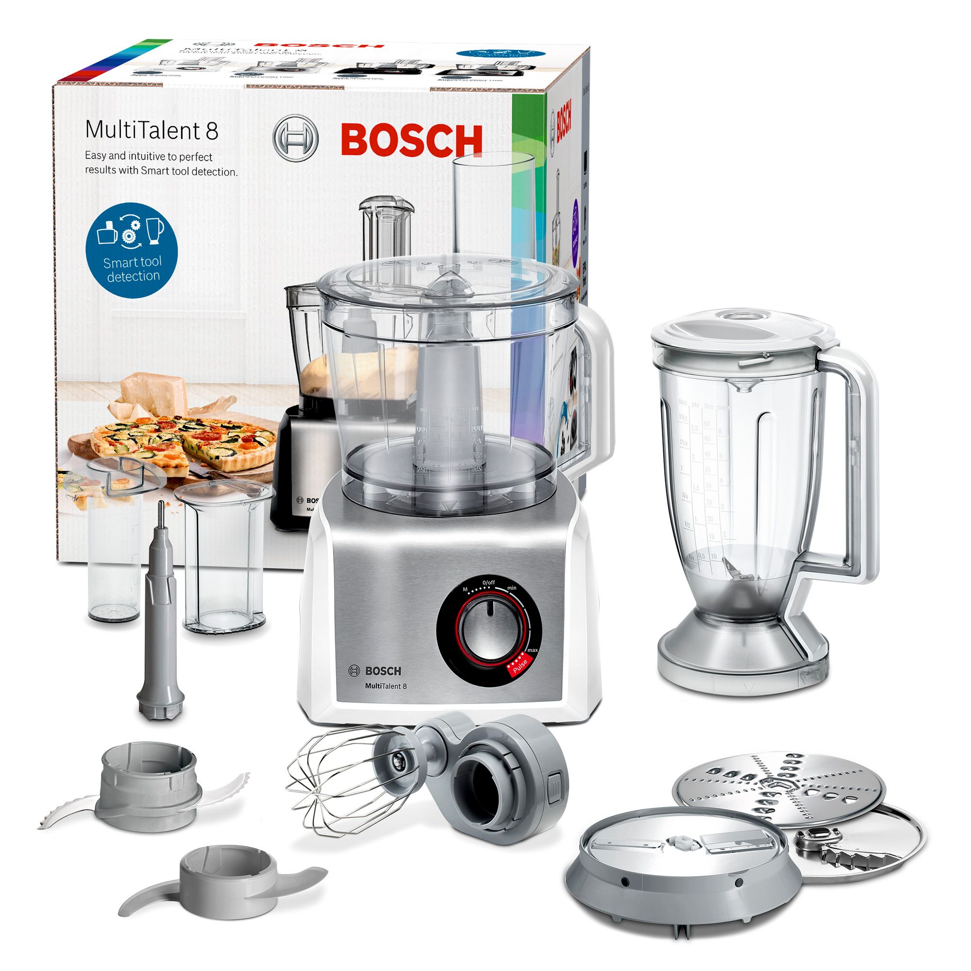 Bosch MC812S814 Food Processor, 1250 W, 3.9 L, 50 functions, White/gray