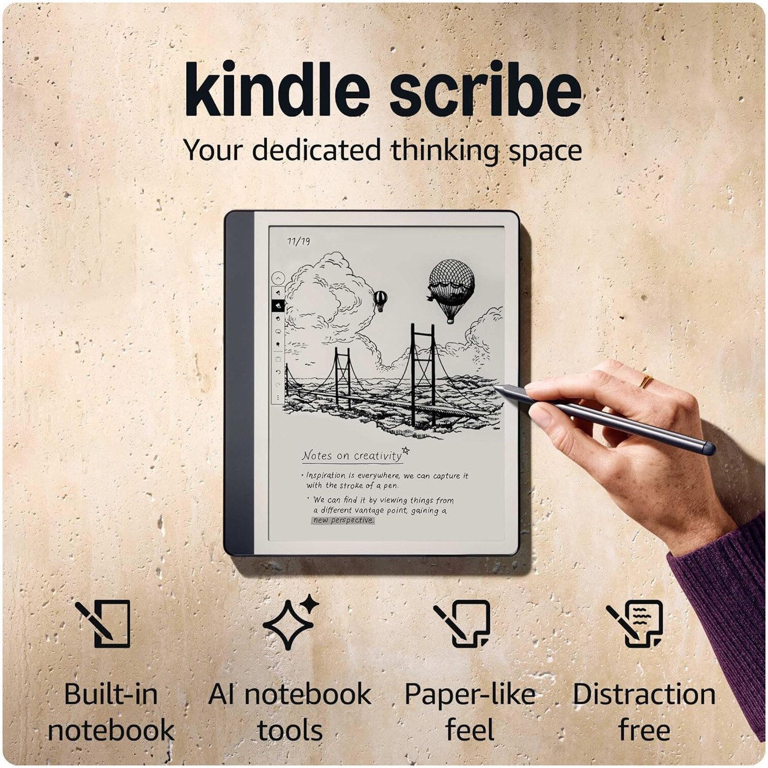eBook Reader Amazon Kindle Scribe 2024, 16GB, Premium Pen, Display 10.2" 300 ppi, Wi-Fi, USB-C, Gray
