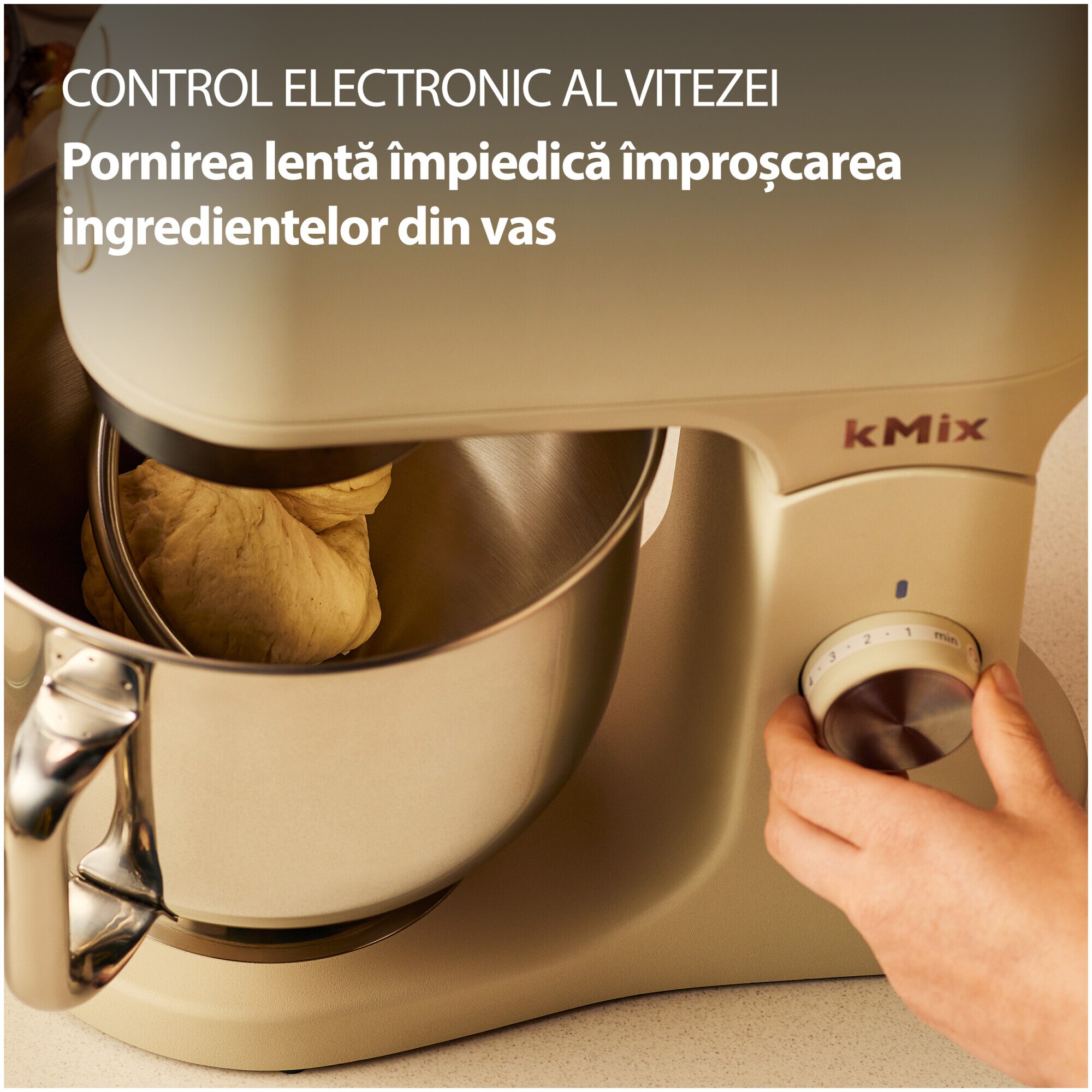 KENWOOD kMiX KMX751ACR food processor, 1000 W, 5 l stainless steel bowl, 6 speed settings, 3 pastry accessories, gentle mixing function, slow start function, Matte beige