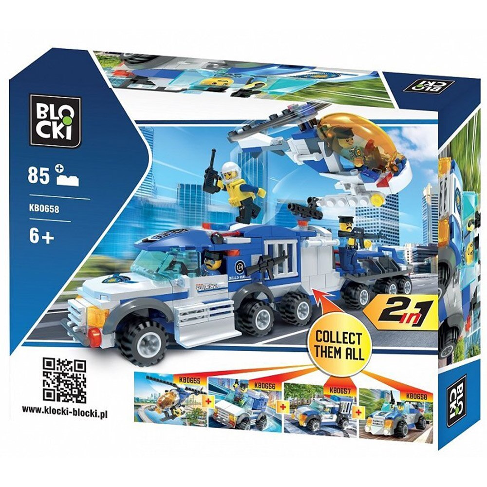 Set de constructie Blocki My Police - Masina de politie, 85 piese